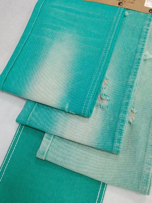 खरीदें Fancy APPLE GREEN Color Left Twill Style 10.6oz Denim Fabric With 10*7 Construction  JSD3023FG For Jeans online manufacture